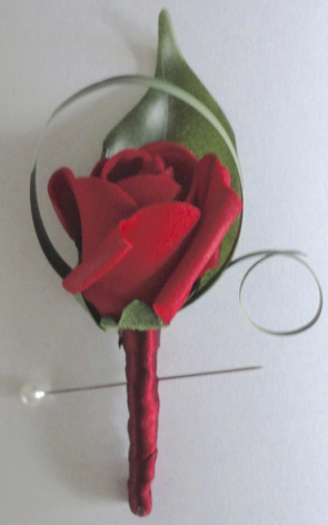 Red Rose Bud Buttonhole